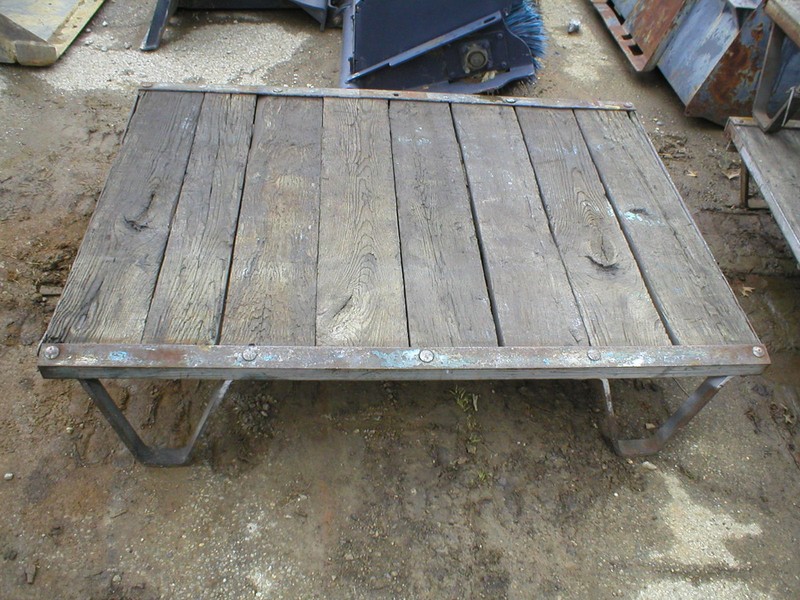 ANTIQUE INDUSTRIAL FACTORY FOUNDRY PLATFORM PALLET CART