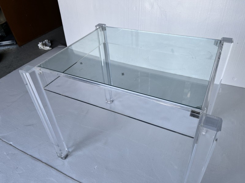 Mid-Century Modern Lucite and Glass Side Table gallery