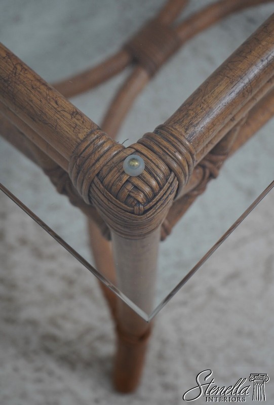 63597EC: Pair Modern Design Bamboo Base Glass Top Lamp Tables gallery