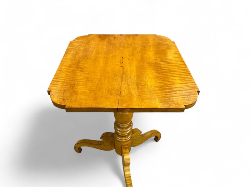 19th Century Tiger Maple Candle Stand gallery
