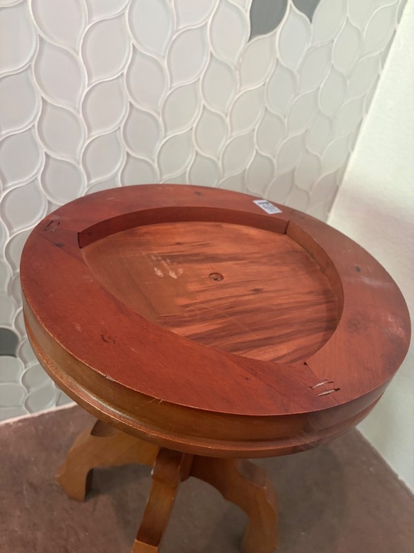 17” Round side Table with Pink Marble Breccia Top and Walnut Base gallery