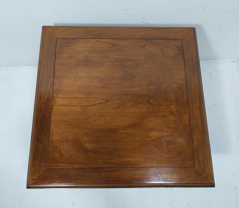 Vintage Pair MCM Square Neoclassical English Regency Style Pedestal Wood Tables gallery