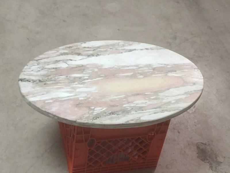 Top Only Oval Pink Marbled Top To Vintage Lyre Harp Table Replacement