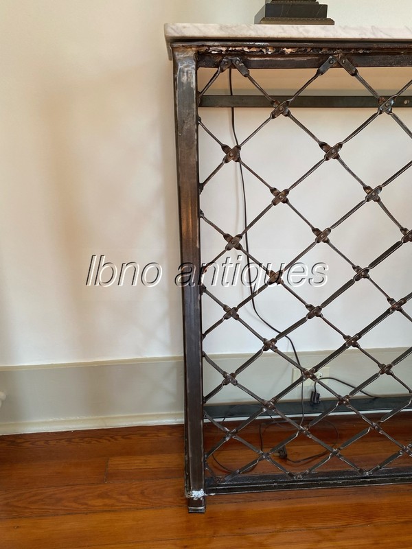 STUNNING CUSTOM MADE ONE OF A KIND WROUGHT IRON / MARBLE / MIRROR CONSOLE TABLE gallery