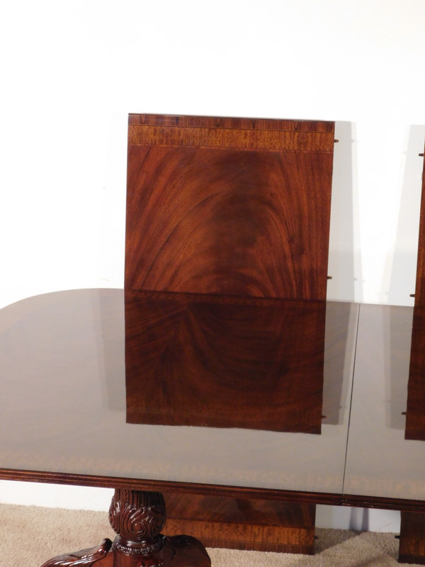 DREXEL 18th Century Collection Ball & Claw Inlaid Dining Table w Two Leaves gallery