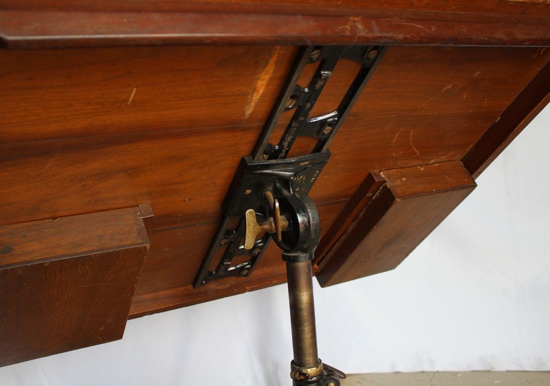 Antique Victorian Walnut Rotary, Adjustable, Sliding Top, Folding Table patented gallery