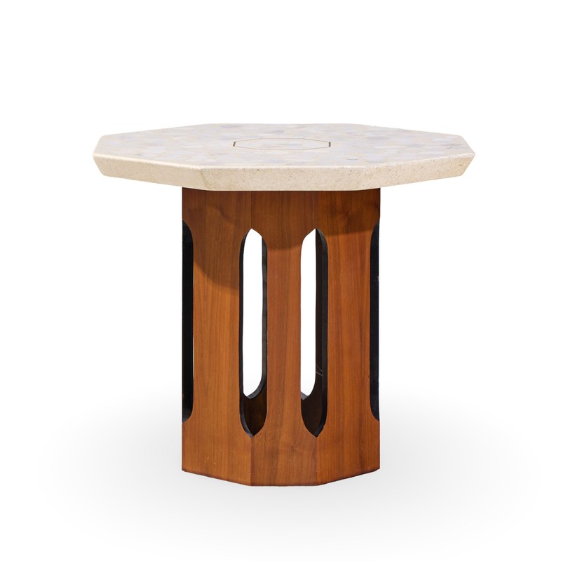 Harvey Probber Mid Century Walnut and Terrazzo Side End Tables - Pair gallery