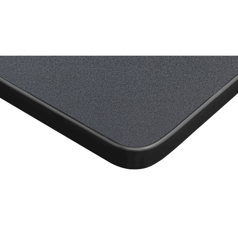 48 in. Square X-Base Breakroom Table- Grey & 4 Restaurant Stack Chairs- Black gallery