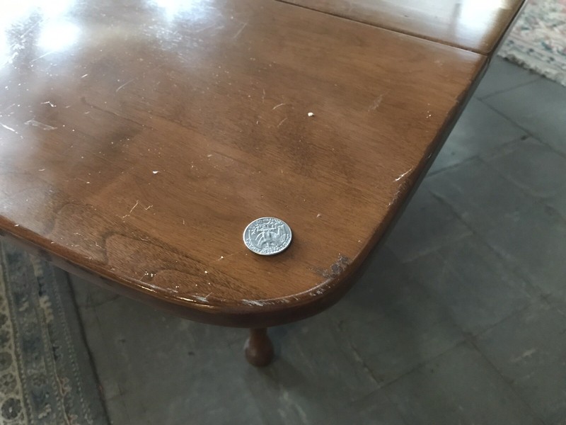 ANTIQUE VTG BAUMRITTER ETHAN ALLEN DROP LEAF SOFA TABLE 66” LONG W/SPOON LEGS gallery