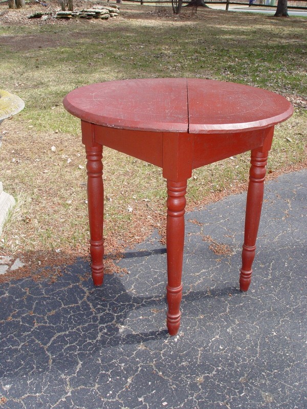 Mid 19th c. Painted Missouri Round-top Tavern Table, Square nailed and Pegged gallery