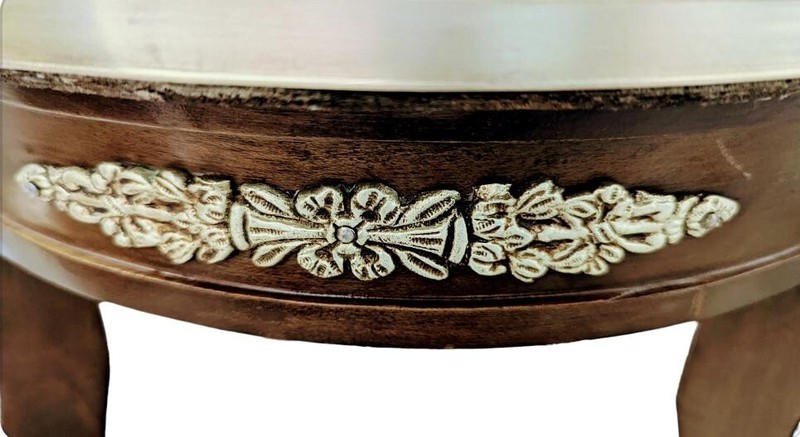 Vintage French Louis XVI Style Round Side Table Blanco Ibiza Marble gallery
