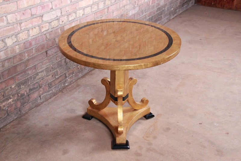 Enrique Garcel for Jimeco Gold Gilt and Ebonized Hollywood Regency Center Table gallery
