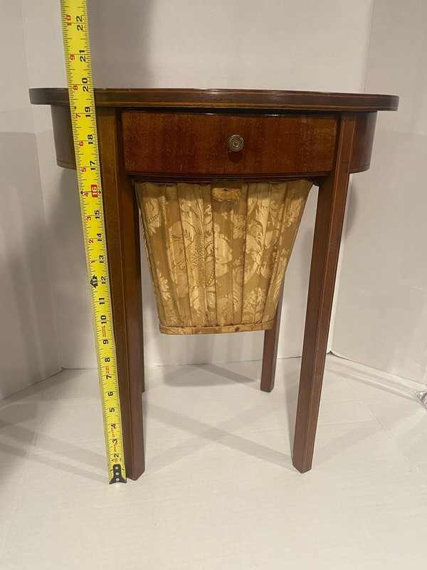 Early 19th Century Wooden Sewing/Work Table W Drawer And Silk Basket gallery