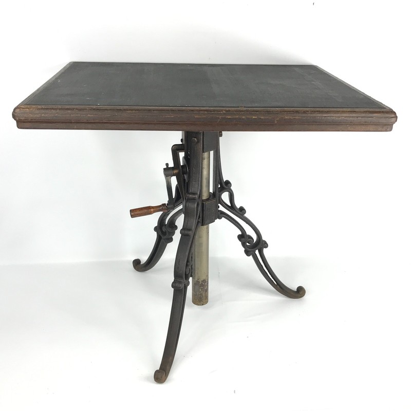 Antique Hand Crank Adjustable Height Industrial Table MEYROWITZ NY