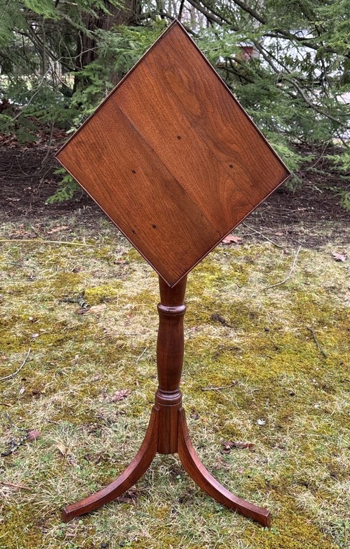 18th-19th Century Tilt Top Walnut? Wood Pedestal Candle Plant Stand Table