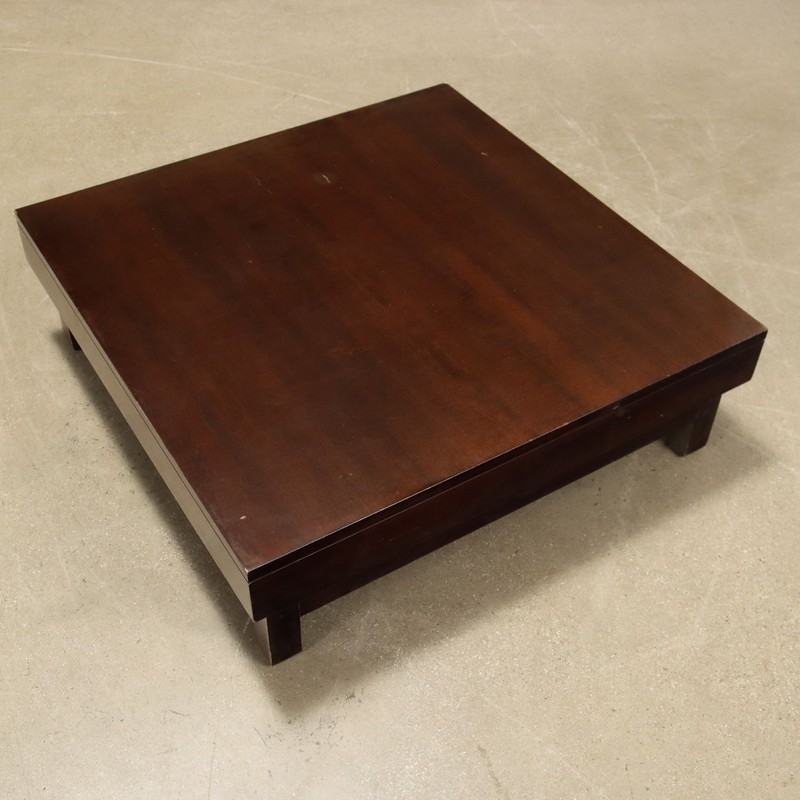 Vintage 1960s Coffee Table Wood Square Top Italy gallery