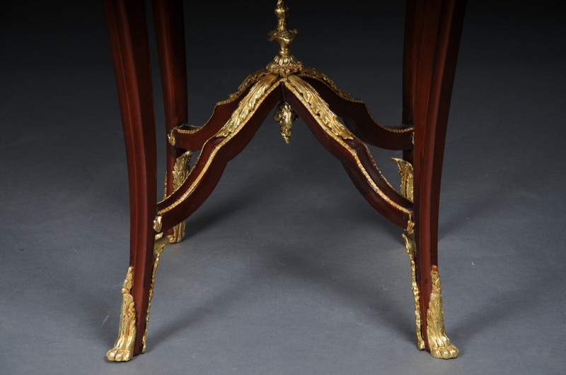 Magnificent Side Table with Bronze Louis XV Marble Beechwood gallery