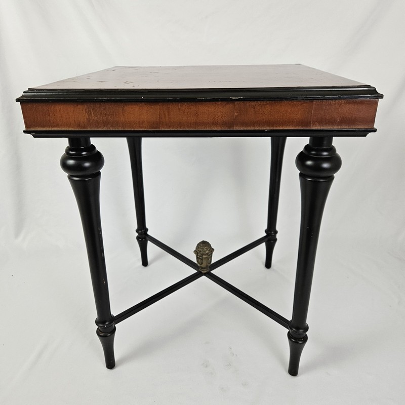 Vintage Bombay Regency Style End Table Two Tone Ebonized gallery
