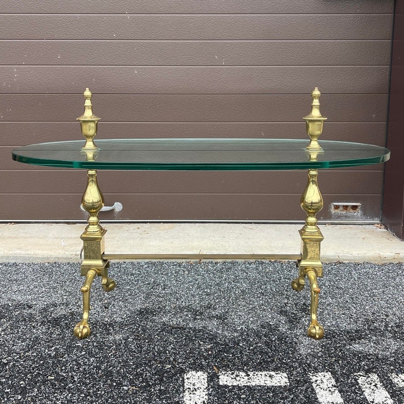 Custom Made Virginia Metalcrafters Chippendale Solid Brass & Glass Coffee Table gallery