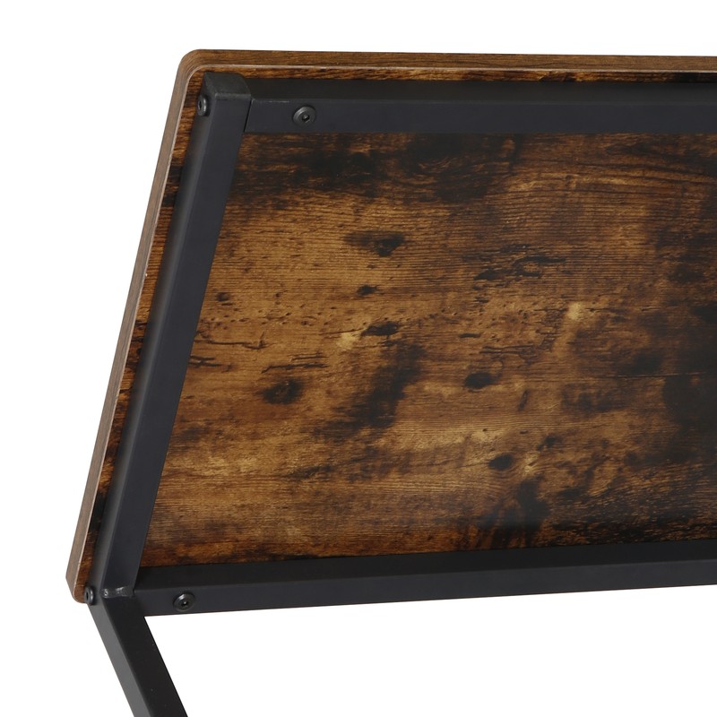 21.7" Rectangle Wood Top C-Side End Table with Black Metal Frame for Living Room gallery