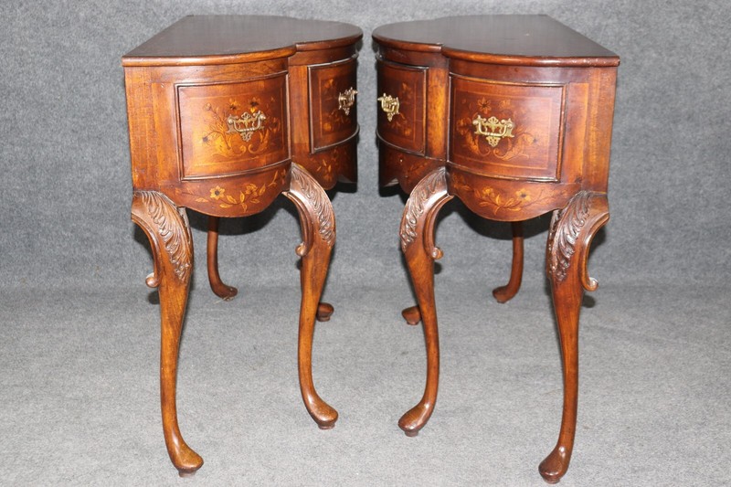 Pair of Inlaid Walnut Edwardian Style Consoles by John Richard with Parrots gallery