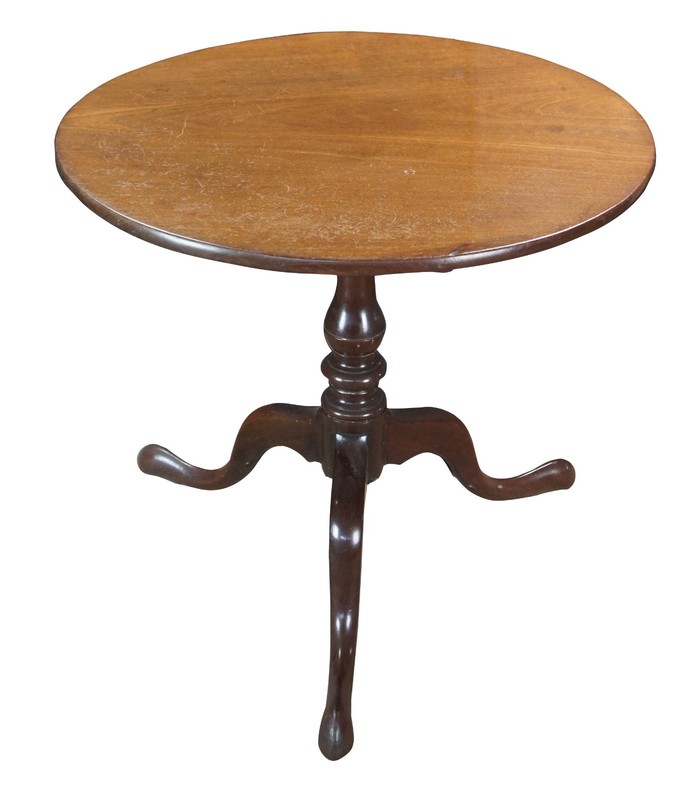 Antique George III Period Solid Mahogany Round Tilt Top Birdcage Tea Table 30" gallery