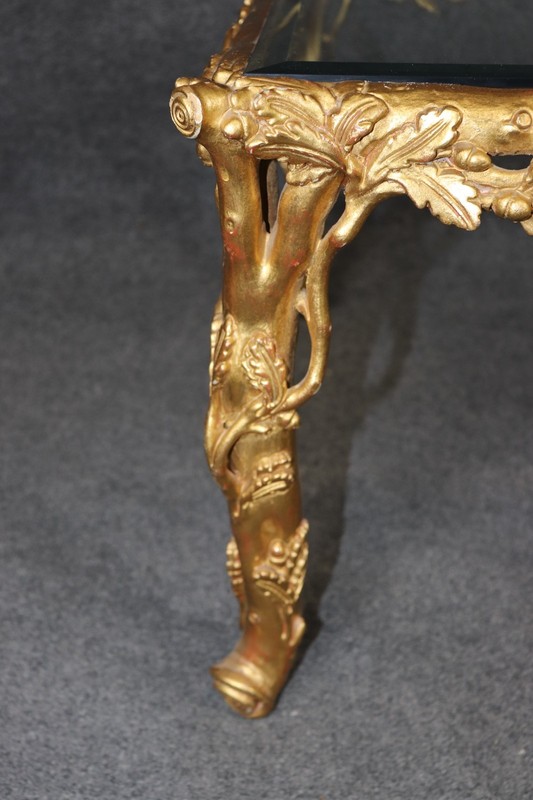 Regency Style Carved Branch and Leaf Coffee Table In the Manner of Bagues gallery
