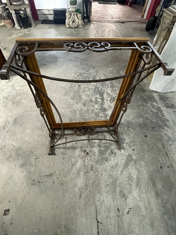 Drexel Heritage Wrought Iron, Wood Trim And Bravled Glass Top gallery