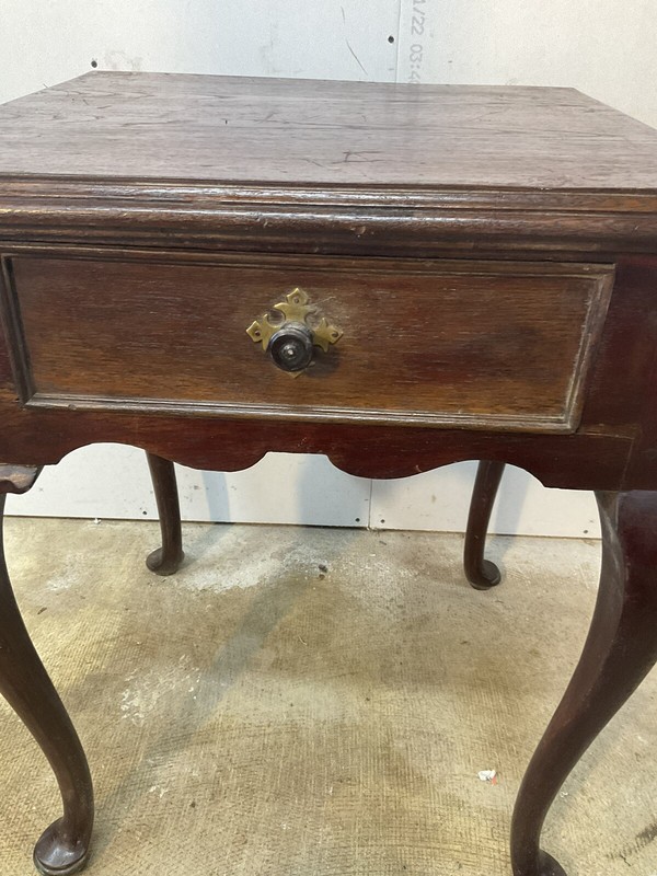 antique Queen Anne walnut country table stand 1 drawer primitive 18th gallery