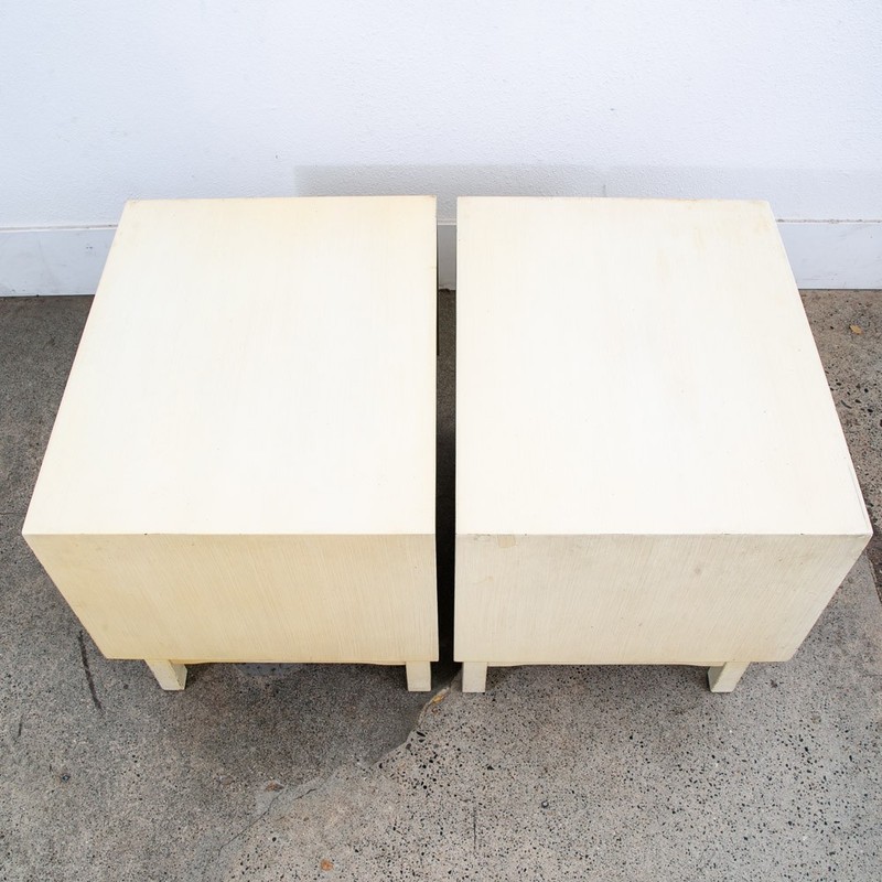 Mid Century Modern Nightstands Side Tables End White 2 Drawers Brass Clover Mcm gallery
