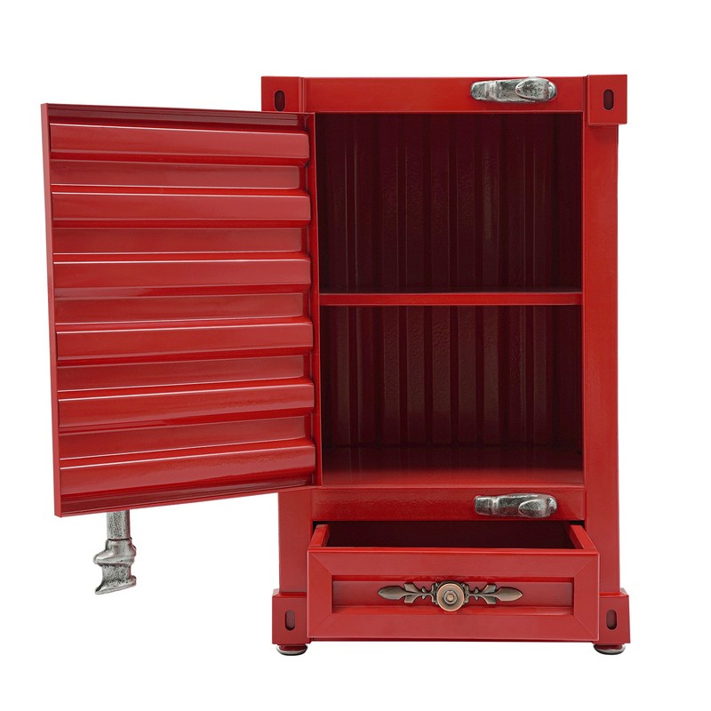 Industrial Metal Container Side Table Side Table with Drawer Container Cabinet