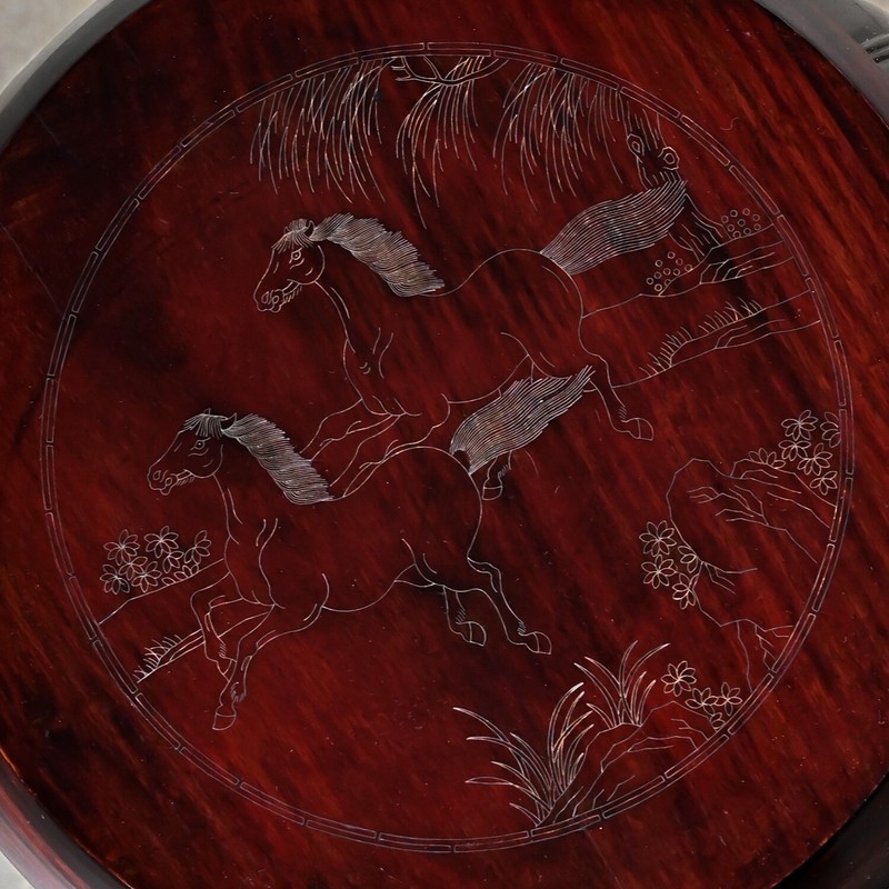 Mid 20th Century Chinoiserie Asian Rosewood Barrel Drum Table or Garden Stool gallery