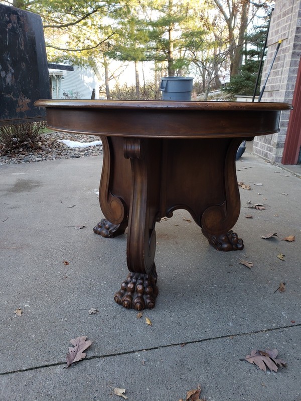 German Made 39in Walnut Entry Way Foyer Table Round Walnut
