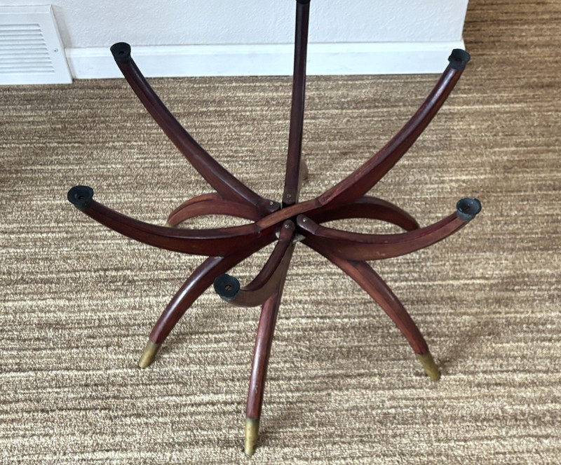 VTG Mid-Century Modern Spider Leg Tray Table Folding Base Brass Tips No Tray MCM