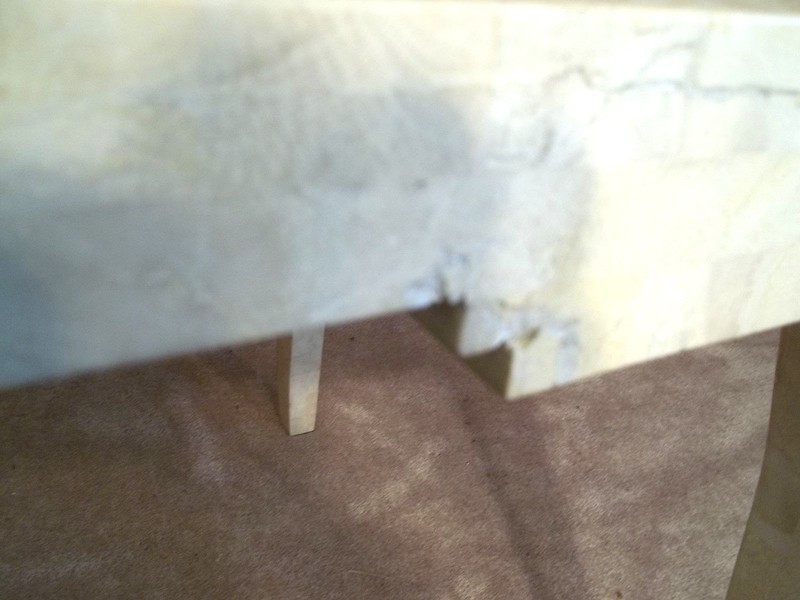 MID CENTURY MODERN TESSELLATED MARBLE COFFEE / END TABLE WITH BRASS CORNERS gallery