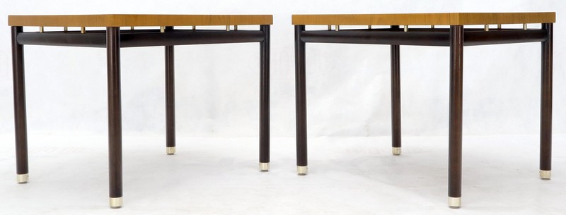 Pair of John Stuart Ebonized Bases Floating Tops End Side Tables gallery