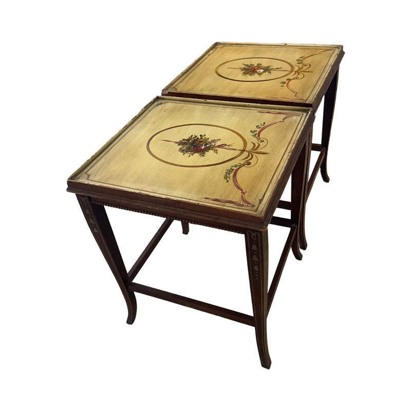 Pair of Antique Sheraton Style Hand-Painted Drinks Tables - Adam Regency gallery