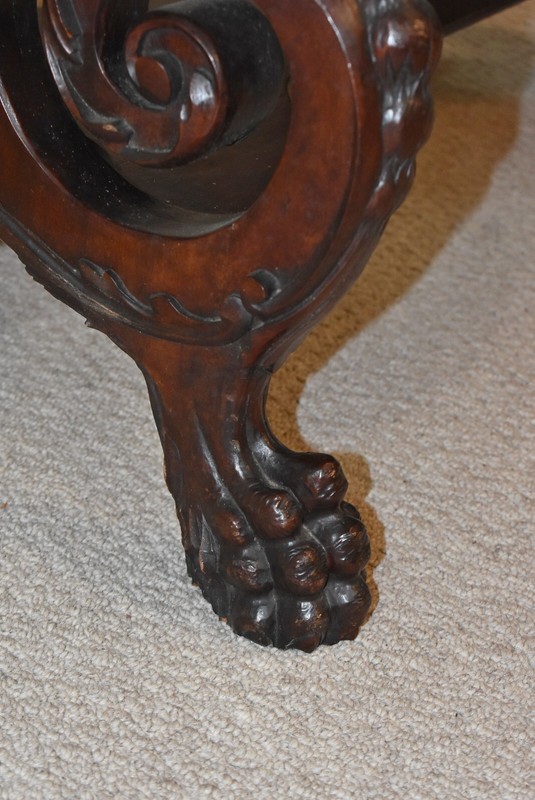 Antique Mahogany Library Table Gargoyle Detaied Base Paw Feet Circa 1890's gallery