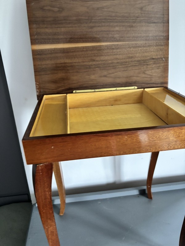 Vintage 60s Italian Inlaid Marquetry Musical Occasional Table gallery