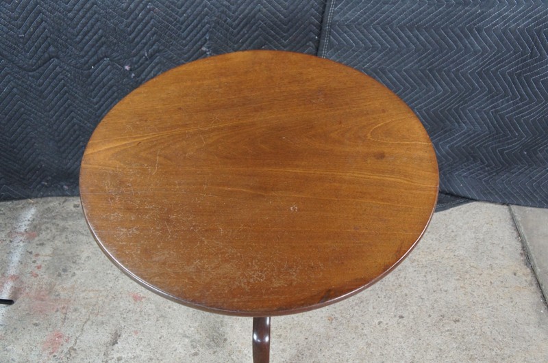 Antique George III Period Solid Mahogany Round Tilt Top Birdcage Tea Table 30" gallery