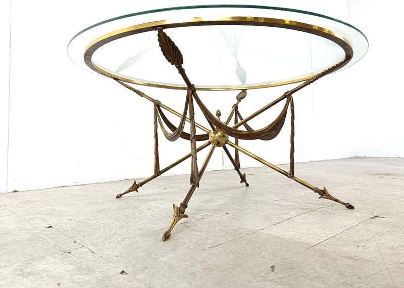 Classical Brass Jansen Style Coffee Table 1970 & 2 End Tables from Spain gallery