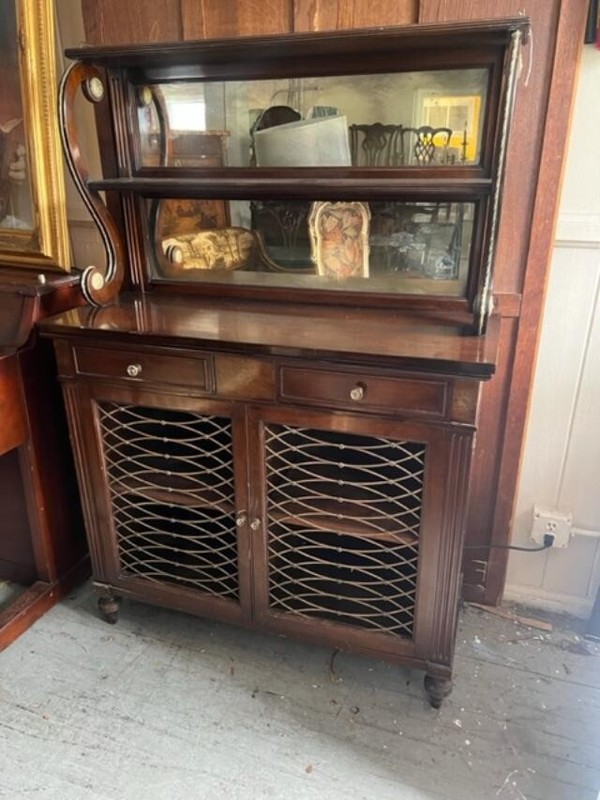 Regency Style Antique Style Mahogany Server Or Chiffonier Brass Grill Doors