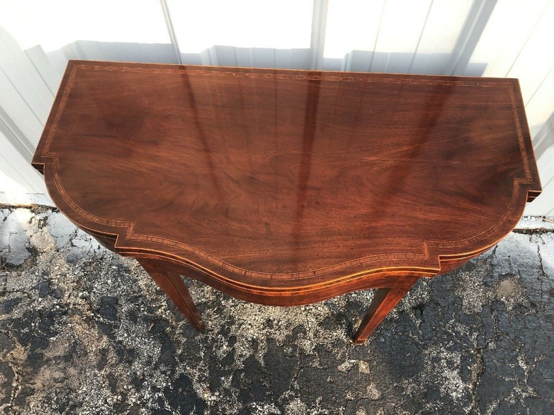 Rare New York Hepplewhite Inlaid 5 Leg Card Table 29 3/4” X 36 1/4” X 17 1/2” gallery