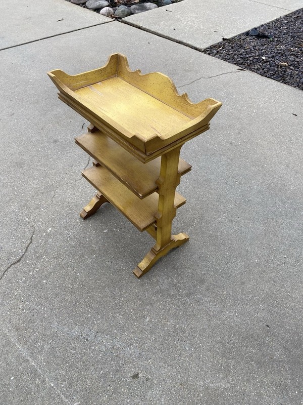 Tell City Chair Company Solid Hard Rock Maple Antique Yellow 3 Tier Side Table