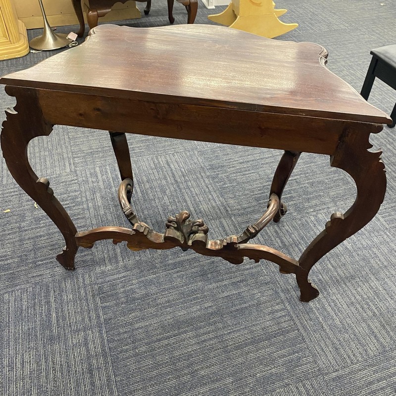 Vintage Carved Wood Rococo Console Table Brown Ornate Acanthus 40x18x30 In gallery