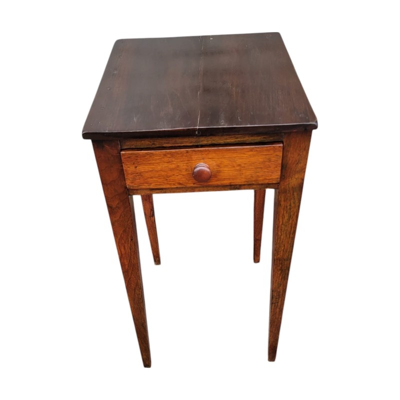 19th C Sheraton Walnut Side Table Pegged Tapered Legs New England Antique