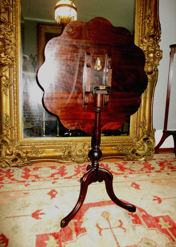 Antique Chippendale Ornate Marquetry Mohagany Hand Made Tilt top Tea Table gallery