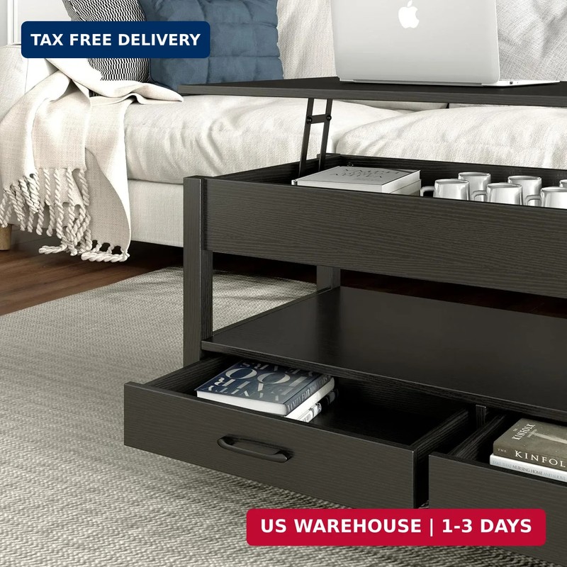 Panana Coffee Table, Lift Top Coffee Table with Hidden Compartment, 2 Drawers an gallery