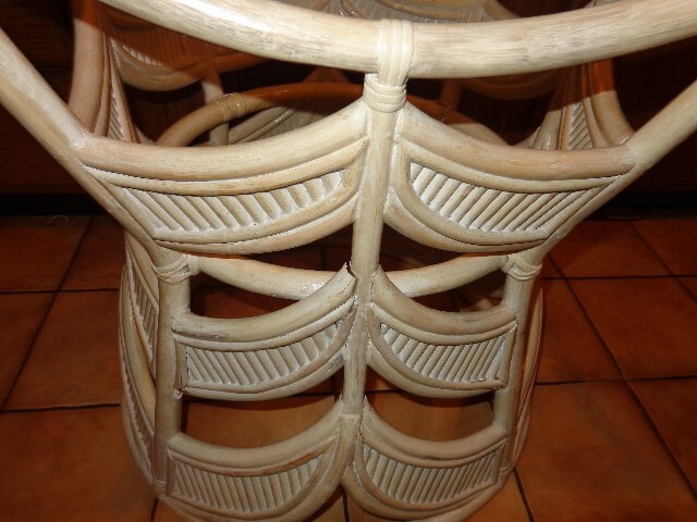 ANTIQUE WICKER & RATTAN HAND MADE DINING TABLE BASE - MISSING GLASS OR WOOD TOP gallery