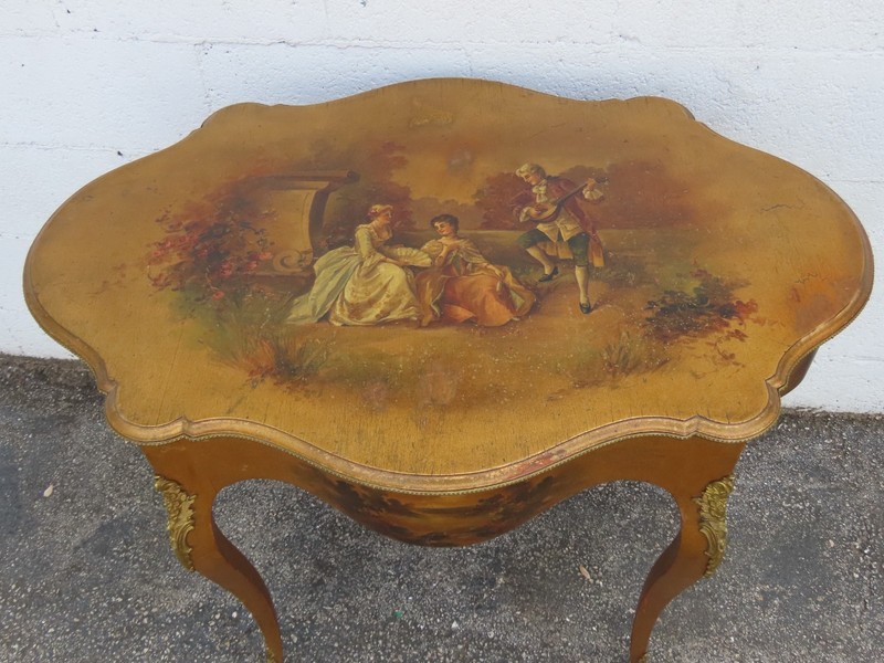 Late 1800s French Hand Painted Large Center Table 6244